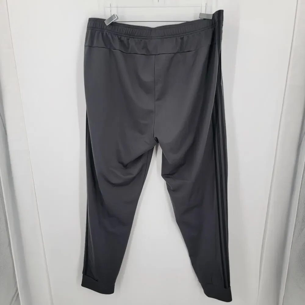 Adidas Joggers Mens 3XLT Gray Black 3 Stripe Pockets